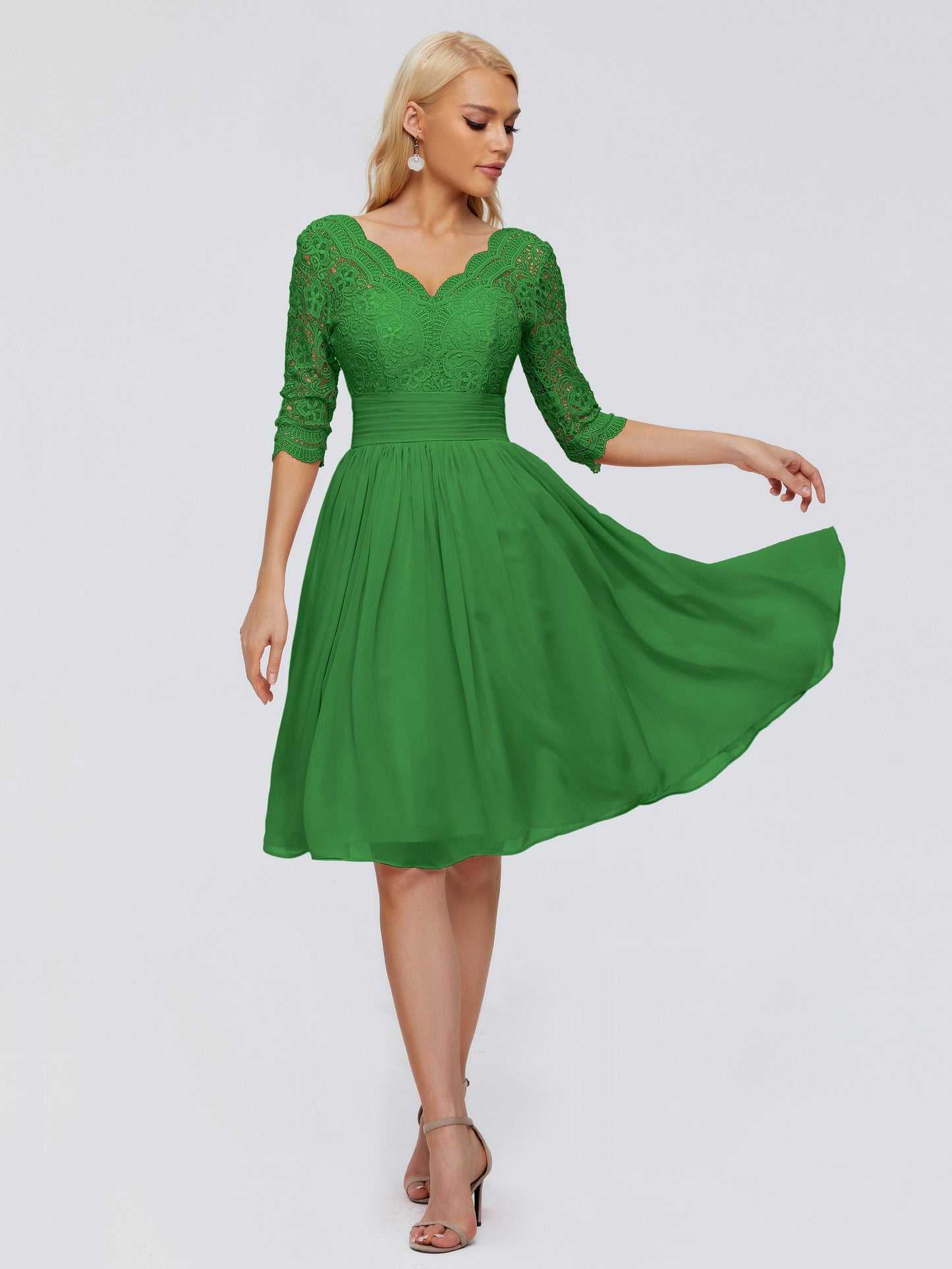 Jordyn Knee Length Lace Bridesmaid Dresses