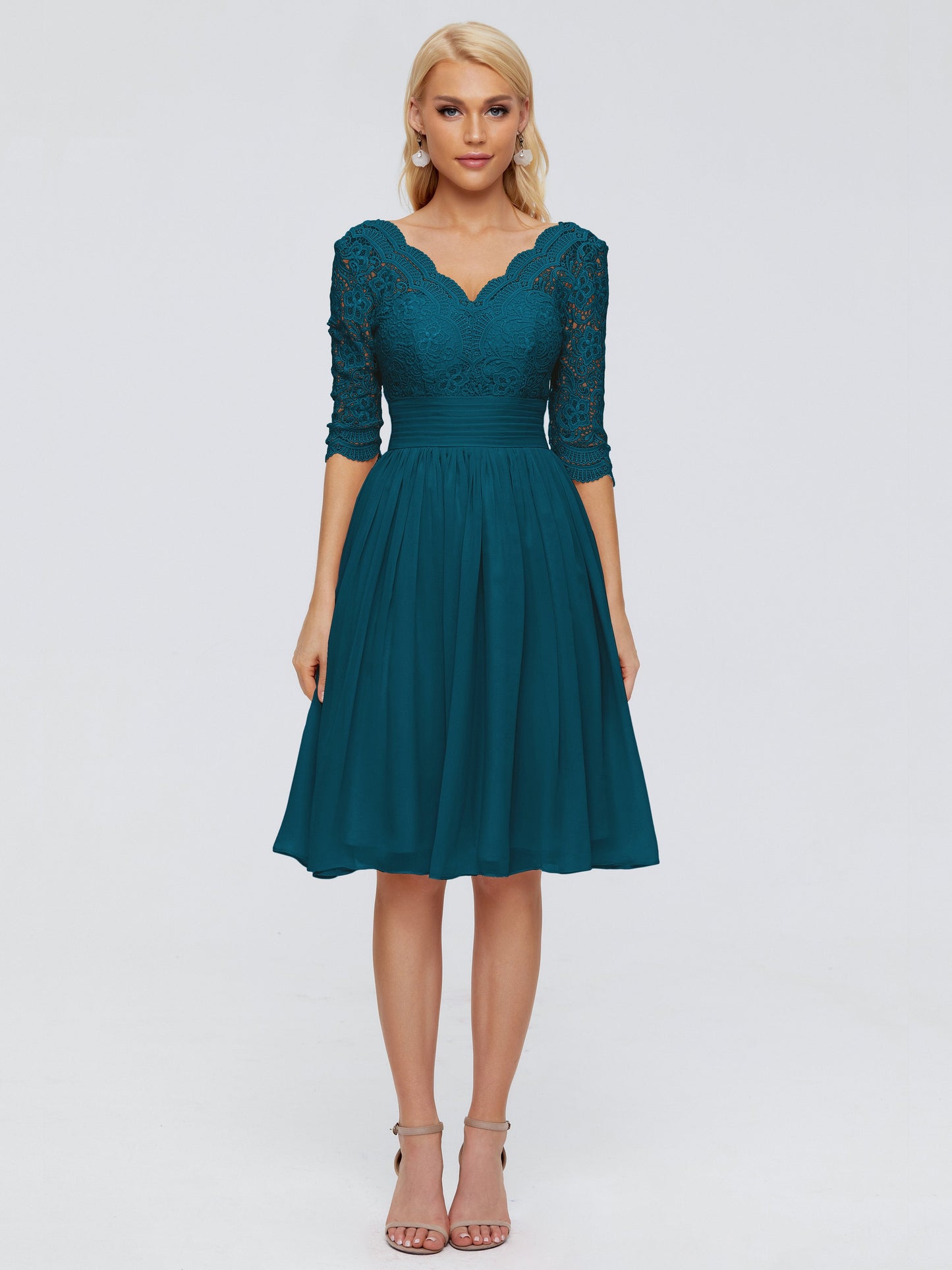 Jordyn Knee Length Lace Bridesmaid Dresses