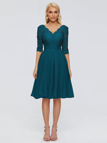 Jordyn Knee Length Lace Bridesmaid Dresses