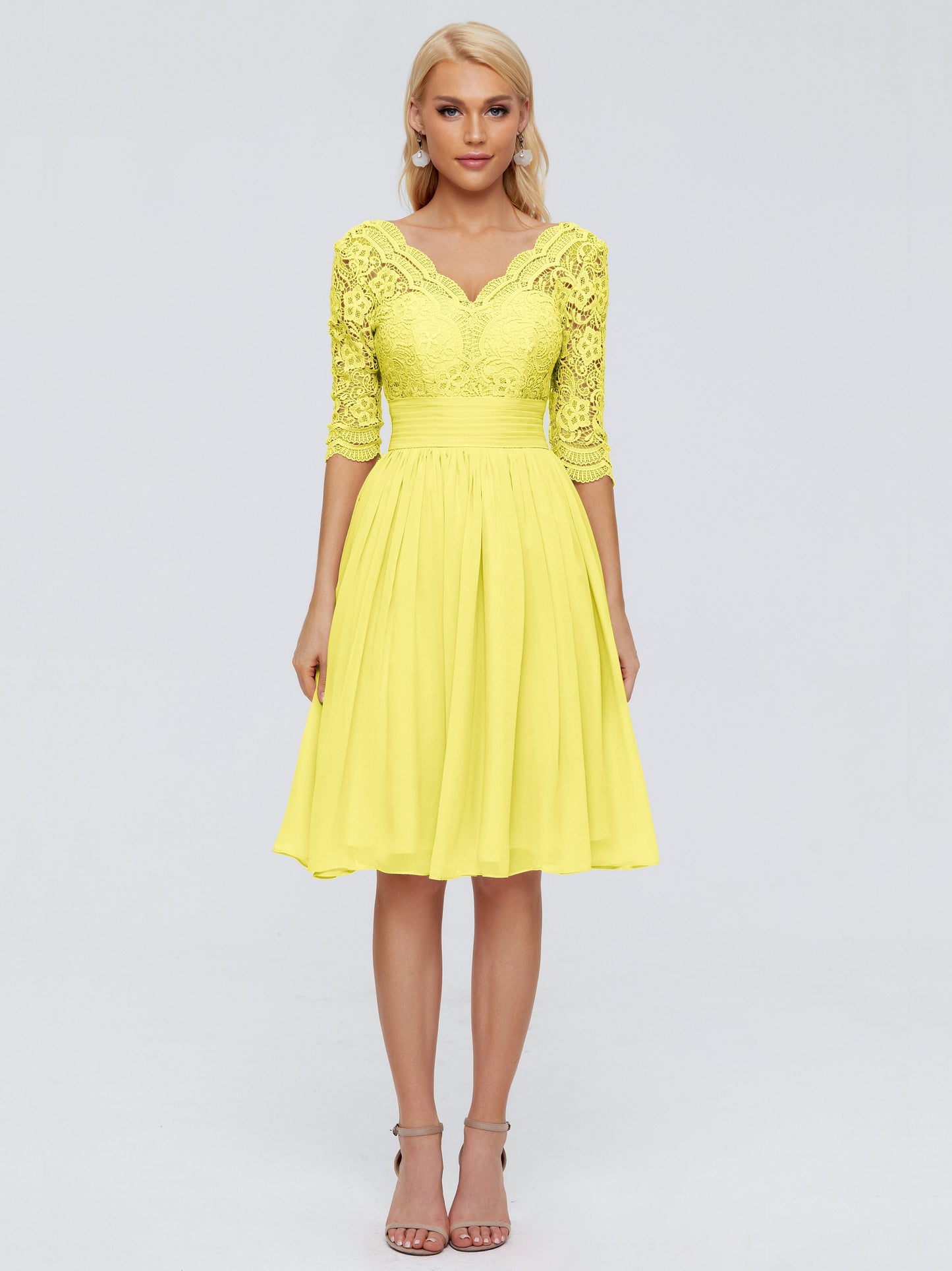 Jordyn Knee Length Lace Bridesmaid Dresses