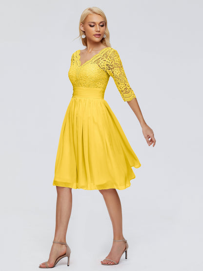Jordyn Knee Length Lace Bridesmaid Dresses