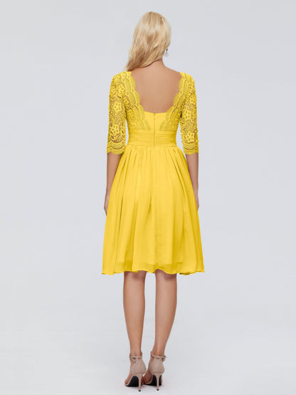 Jordyn Knee Length Lace Bridesmaid Dresses