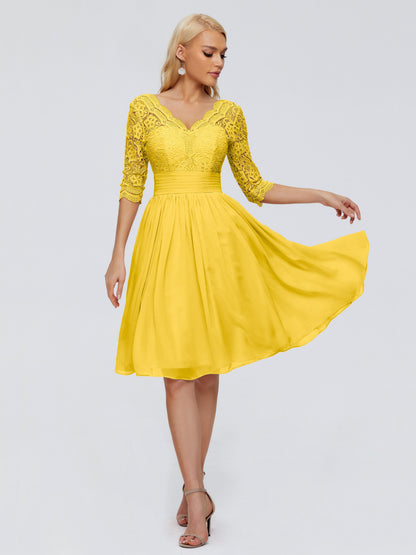 Jordyn Knee Length Lace Bridesmaid Dresses