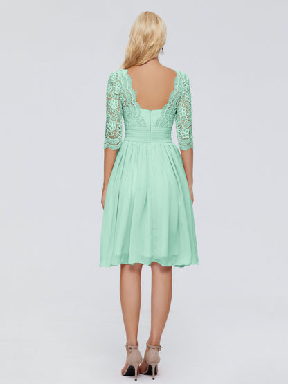 Jordyn Knee Length Lace Bridesmaid Dresses