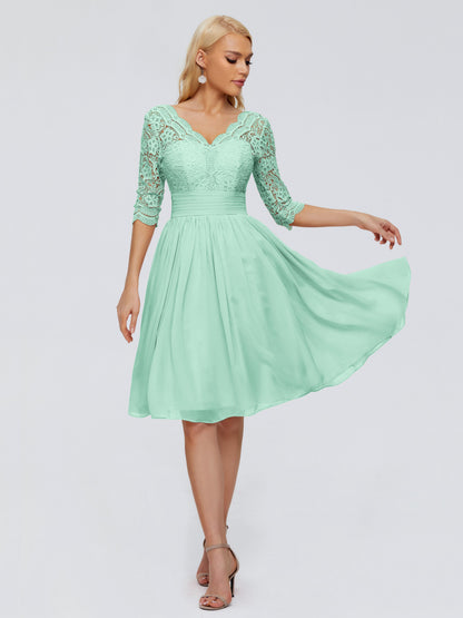 Jordyn Knee Length Lace Bridesmaid Dresses