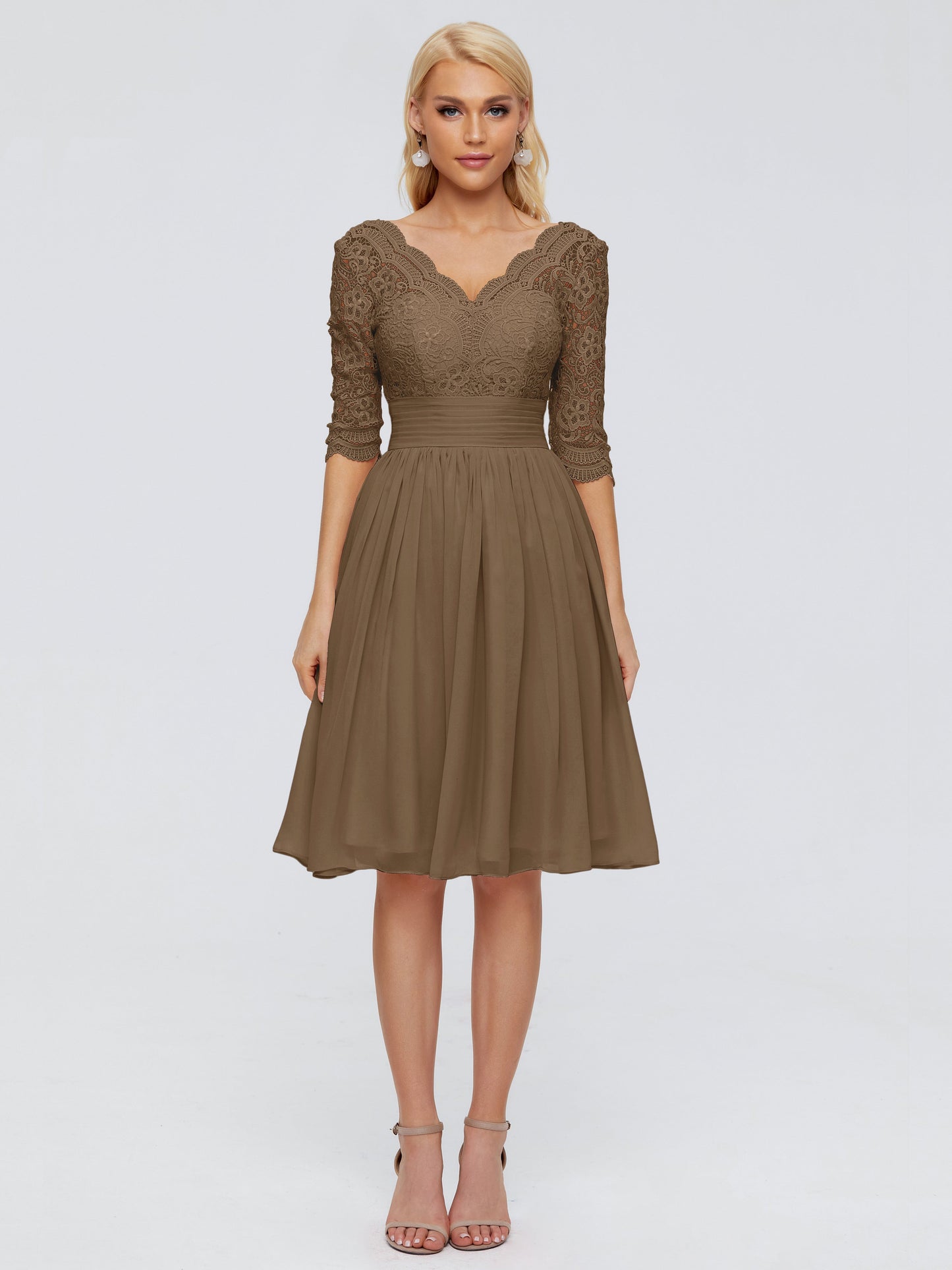 Jordyn Knee Length Lace Bridesmaid Dresses