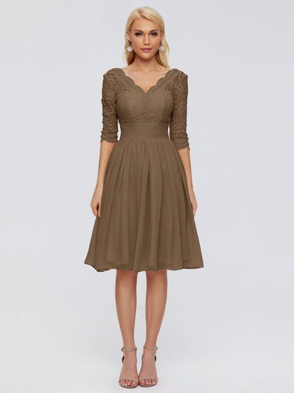 Jordyn Knee Length Lace Bridesmaid Dresses