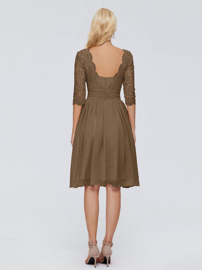 Jordyn Knee Length Lace Bridesmaid Dresses
