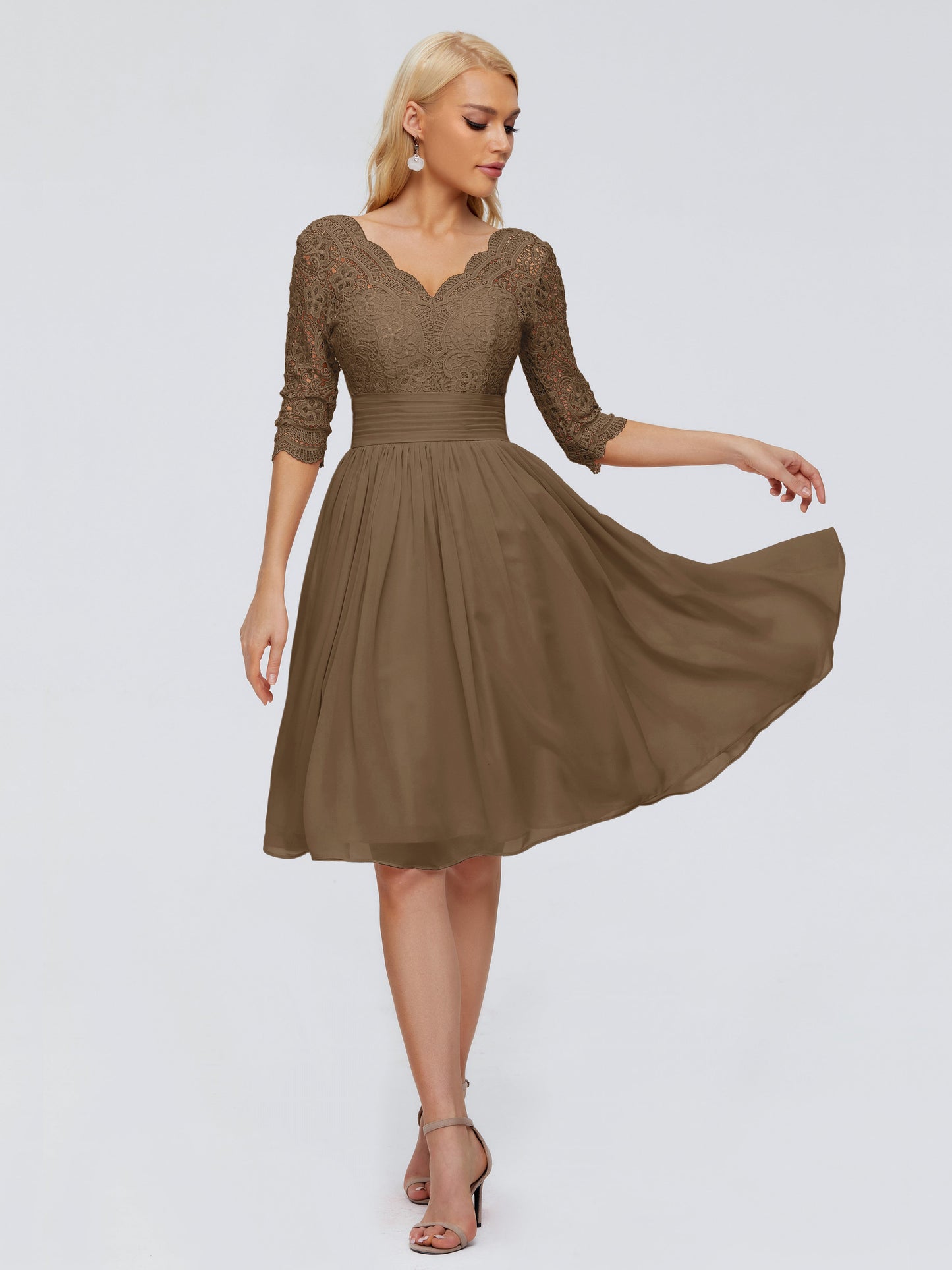 Jordyn Knee Length Lace Bridesmaid Dresses