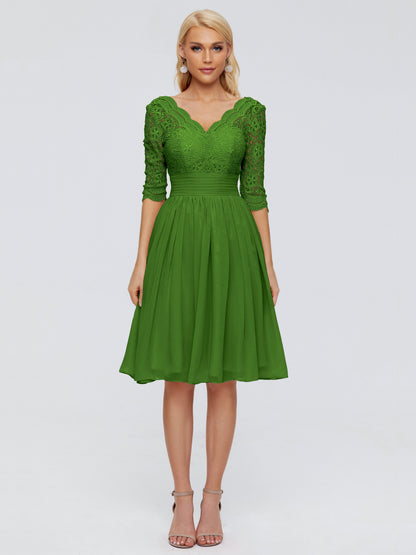 Jordyn Knee Length Lace Bridesmaid Dresses