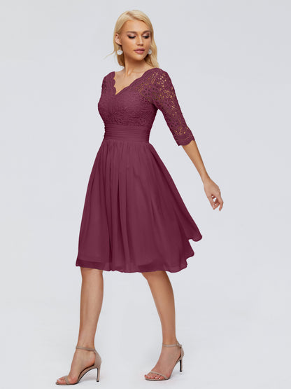 Jordyn Knee Length Lace Bridesmaid Dresses