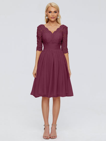 Jordyn Knee Length Lace Bridesmaid Dresses