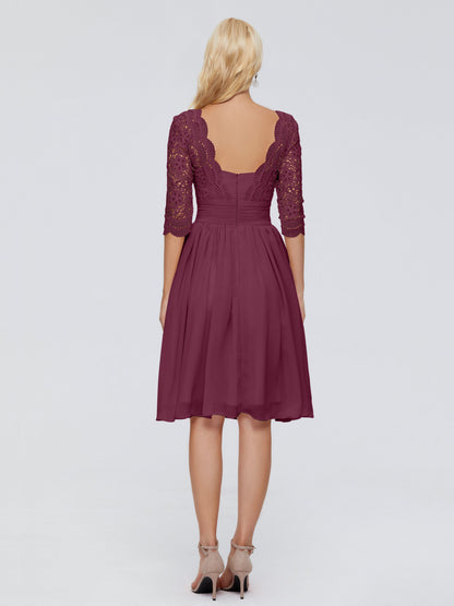 Jordyn Knee Length Lace Bridesmaid Dresses