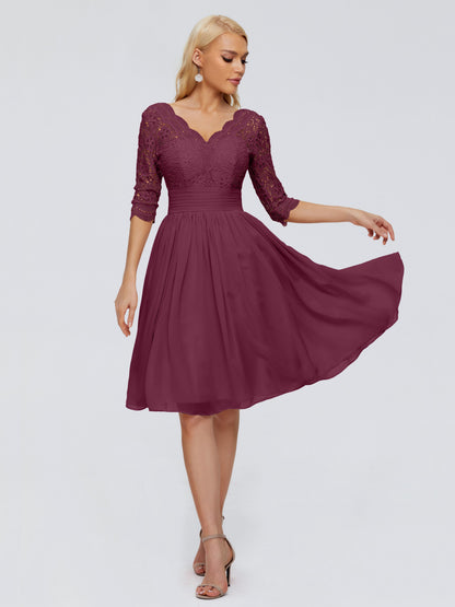 Jordyn Knee Length Lace Bridesmaid Dresses