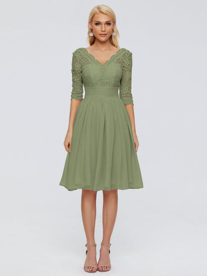 Jordyn Knee Length Lace Bridesmaid Dresses