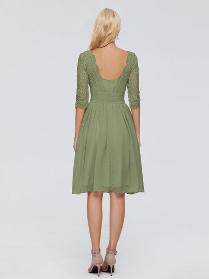 Jordyn Knee Length Lace Bridesmaid Dresses