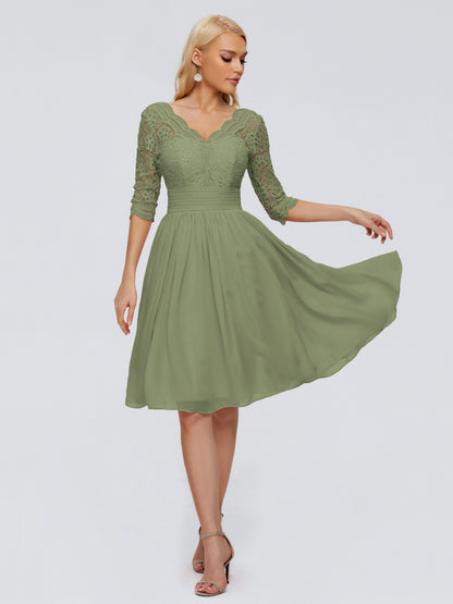 Jordyn Knee Length Lace Bridesmaid Dresses