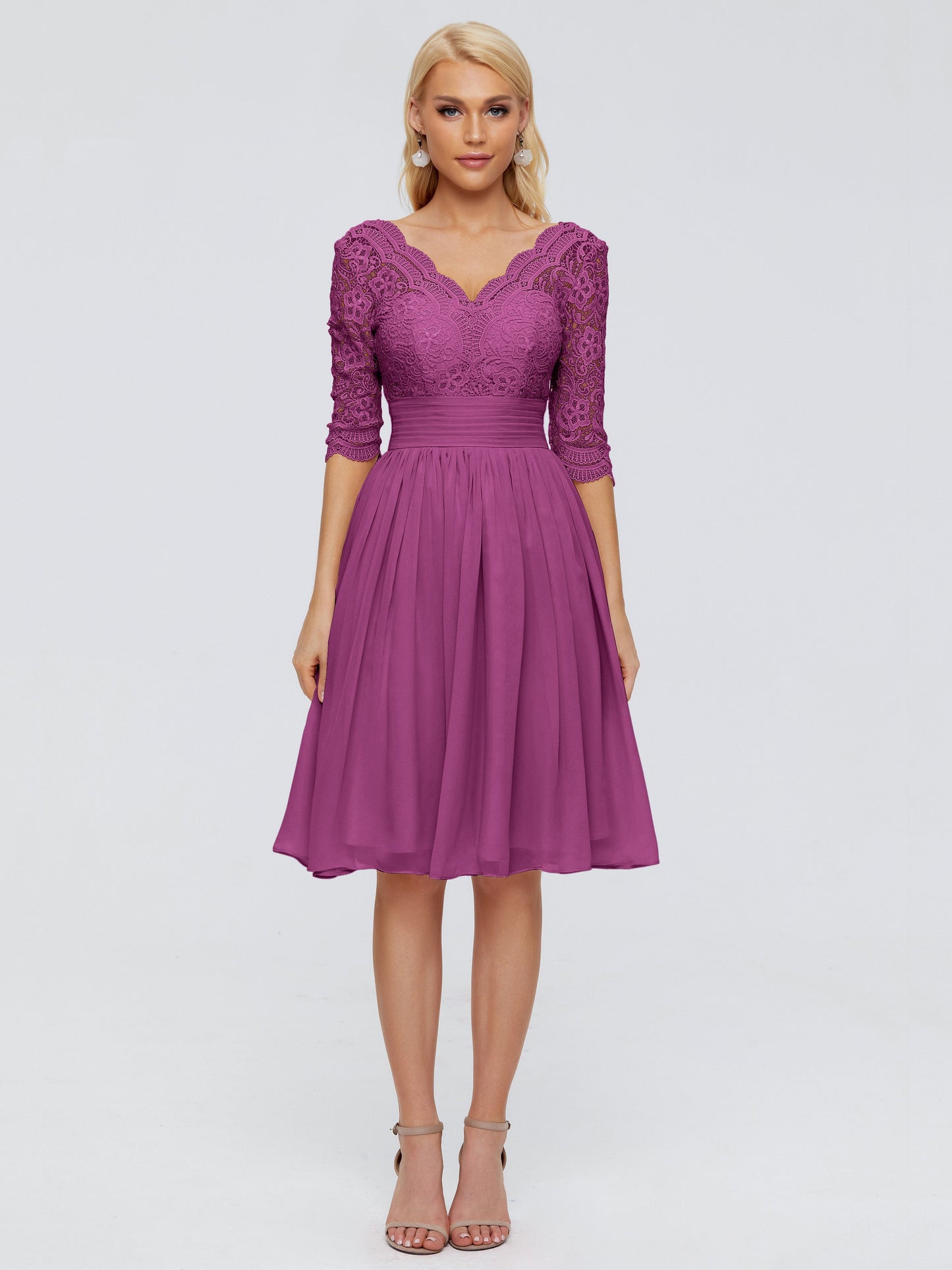 Jordyn Knee Length Lace Bridesmaid Dresses