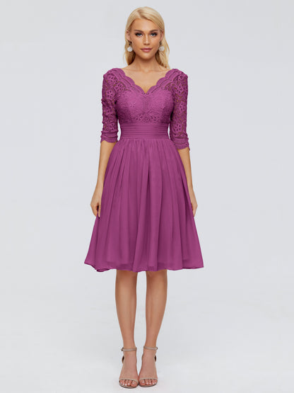 Jordyn Knee Length Lace Bridesmaid Dresses