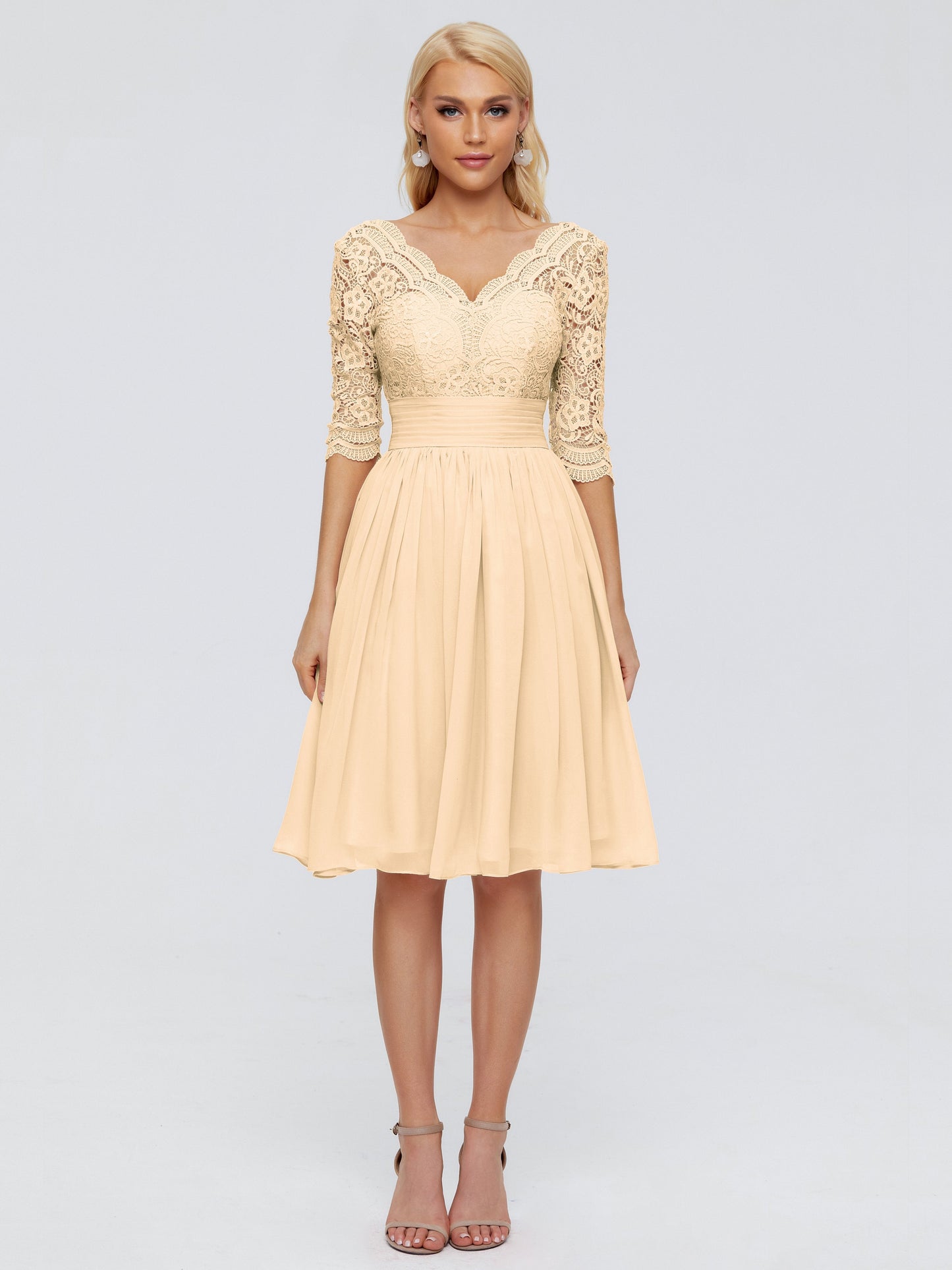 Jordyn Knee Length Lace Bridesmaid Dresses