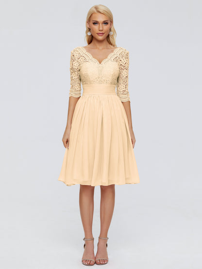 Jordyn Knee Length Lace Bridesmaid Dresses