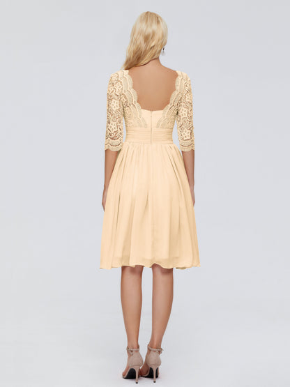 Jordyn Knee Length Lace Bridesmaid Dresses