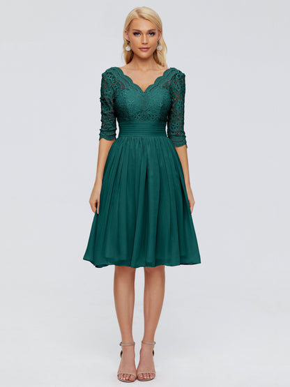 Jordyn Knee Length Lace Bridesmaid Dresses