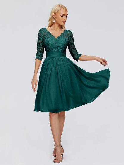 Jordyn Knee Length Lace Bridesmaid Dresses