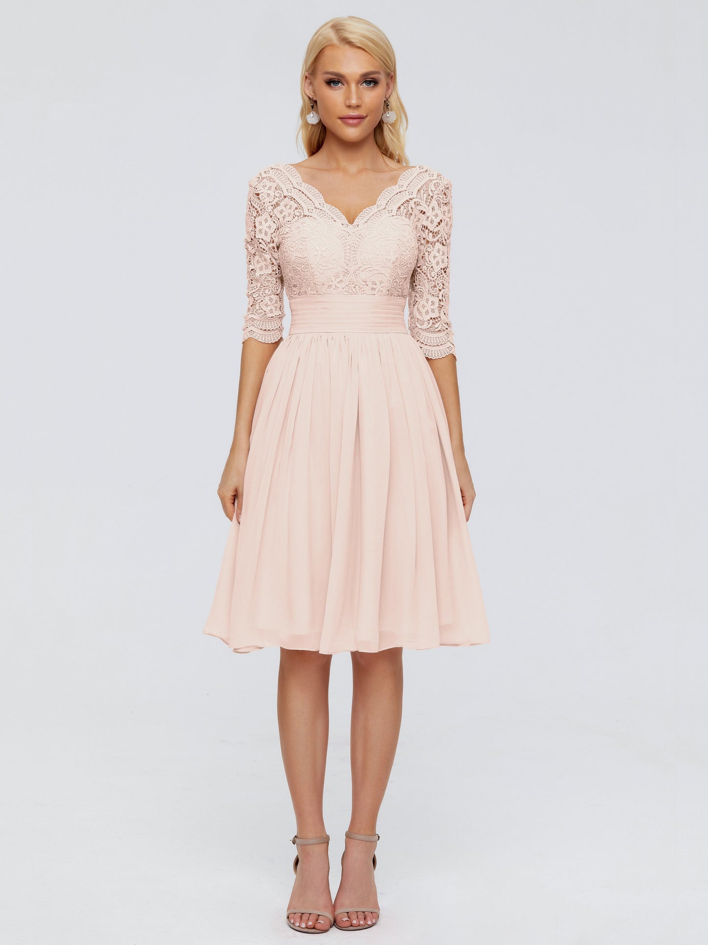 Jordyn Knee Length Lace Bridesmaid Dresses
