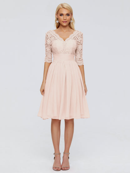 Jordyn Knee Length Lace Bridesmaid Dresses