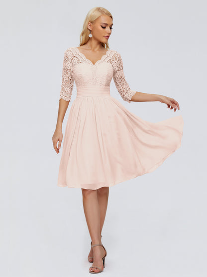 Jordyn Knee Length Lace Bridesmaid Dresses