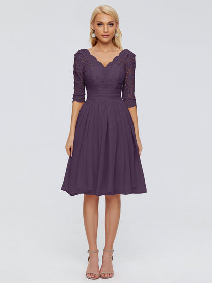Jordyn Knee Length Lace Bridesmaid Dresses
