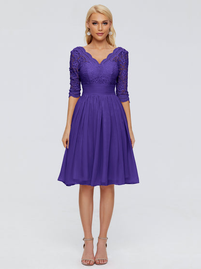 Jordyn Knee Length Lace Bridesmaid Dresses
