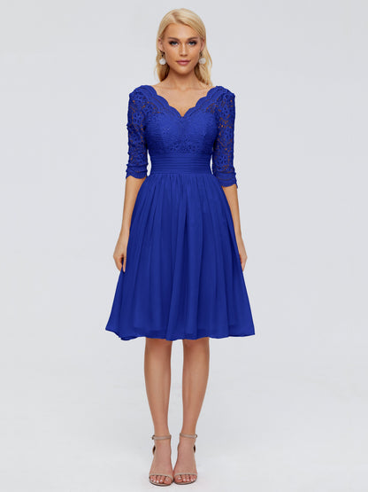 Jordyn Knee Length Lace Bridesmaid Dresses