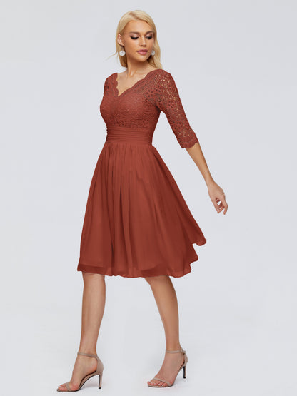 Jordyn Knee Length Lace Bridesmaid Dresses