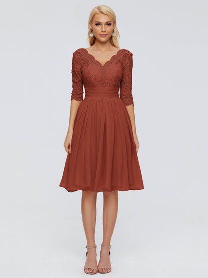 Jordyn Knee Length Lace Bridesmaid Dresses