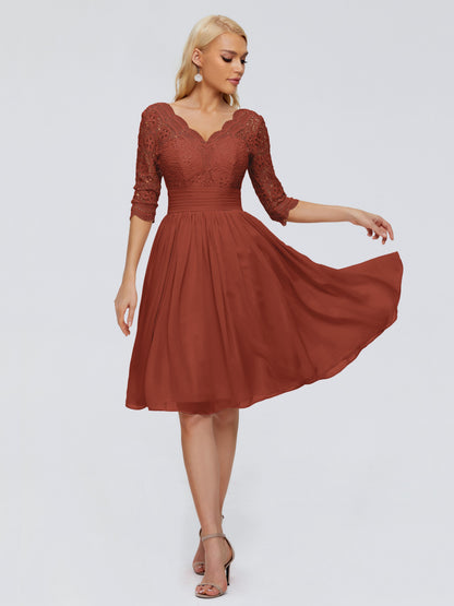 Jordyn Knee Length Lace Bridesmaid Dresses