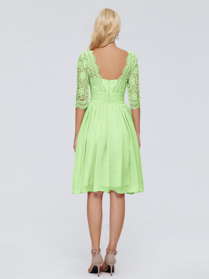 Jordyn Knee Length Lace Bridesmaid Dresses
