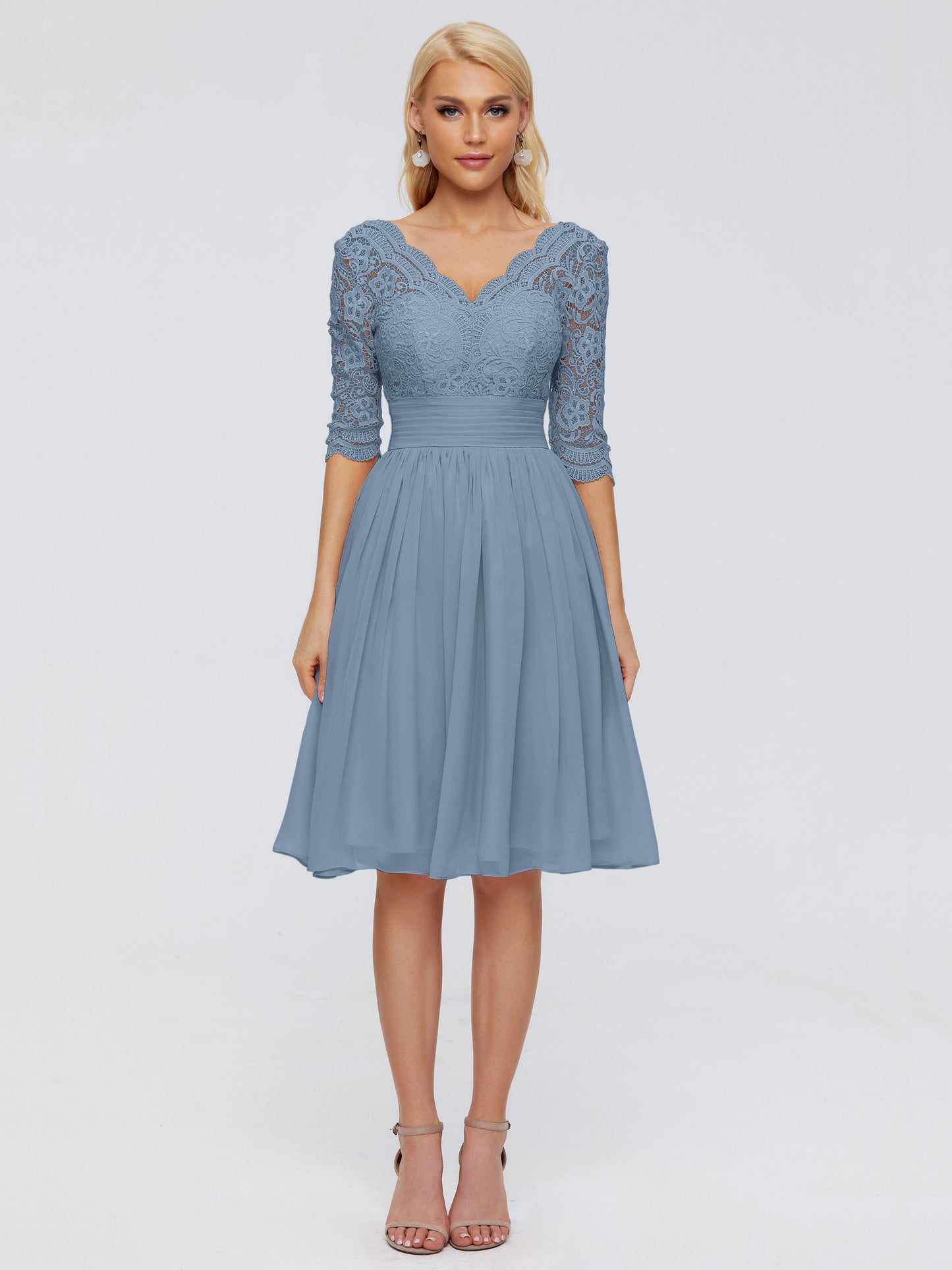 Jordyn Knee Length Lace Bridesmaid Dresses
