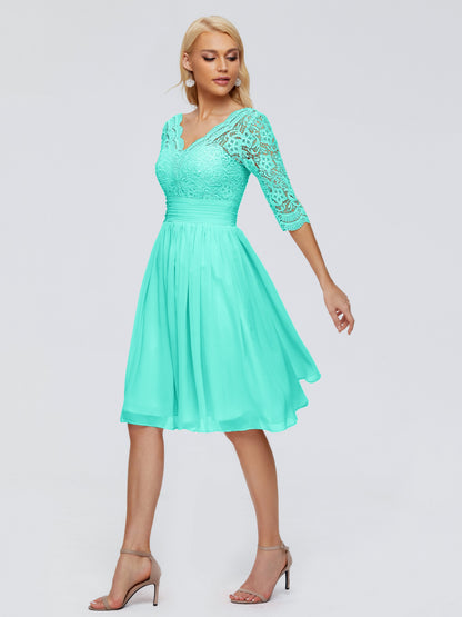 Jordyn Knee Length Lace Bridesmaid Dresses