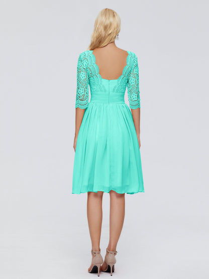 Jordyn Knee Length Lace Bridesmaid Dresses