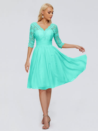 Jordyn Knee Length Lace Bridesmaid Dresses