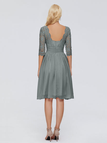 Jordyn Knee Length Lace Bridesmaid Dresses
