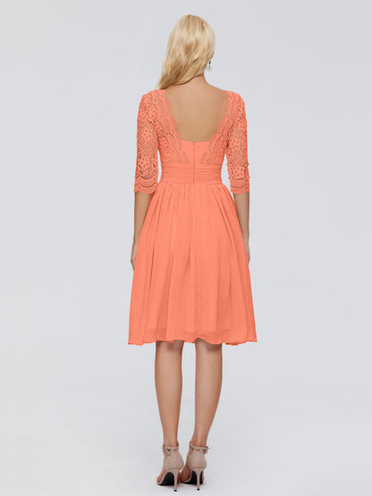 Jordyn Knee Length Lace Bridesmaid Dresses