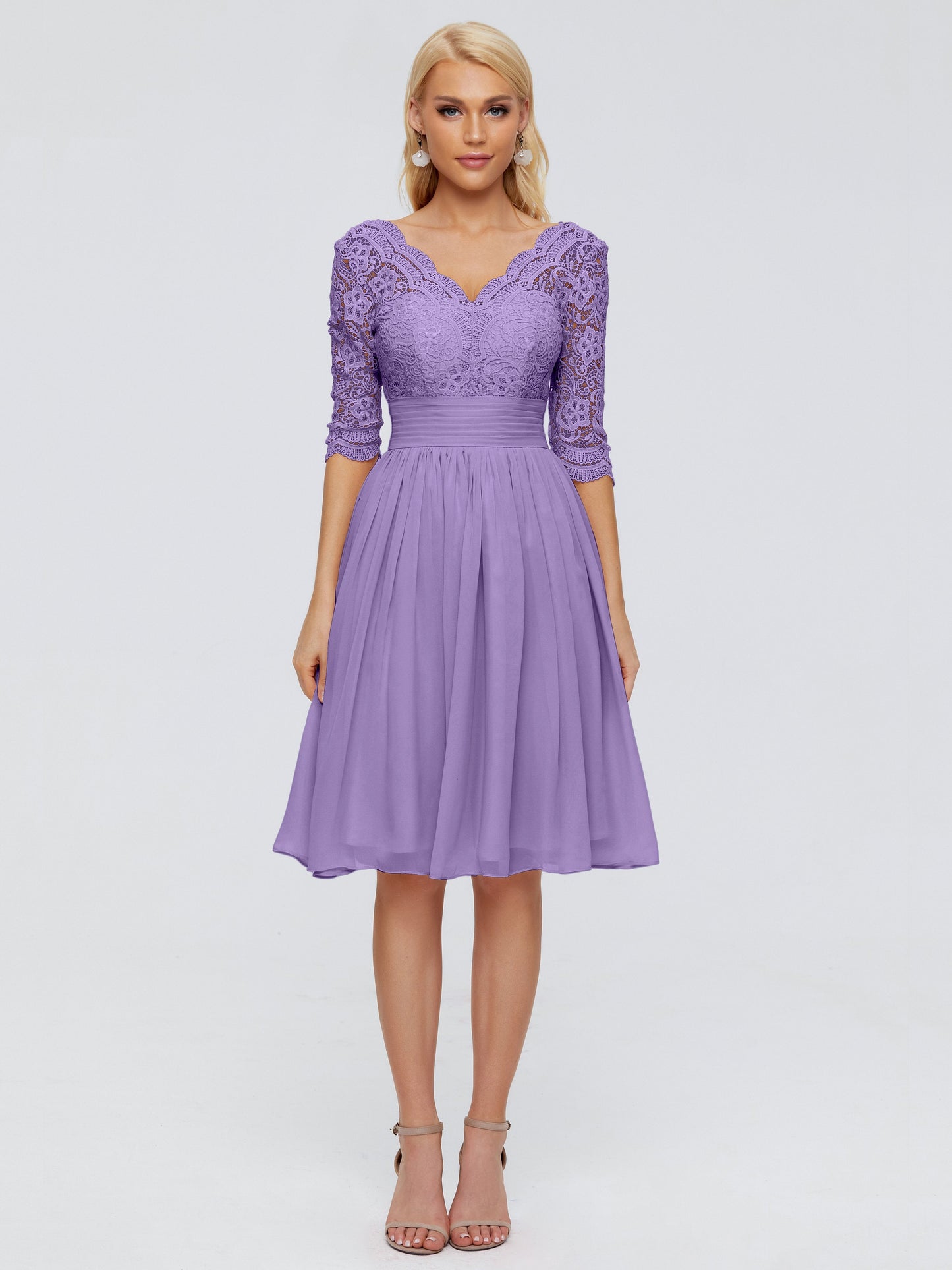 Jordyn Knee Length Lace Bridesmaid Dresses
