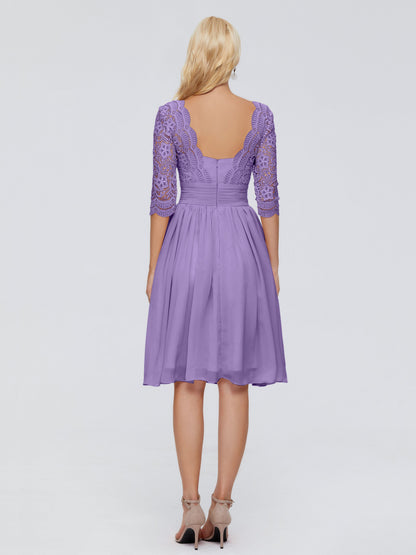 Jordyn Knee Length Lace Bridesmaid Dresses