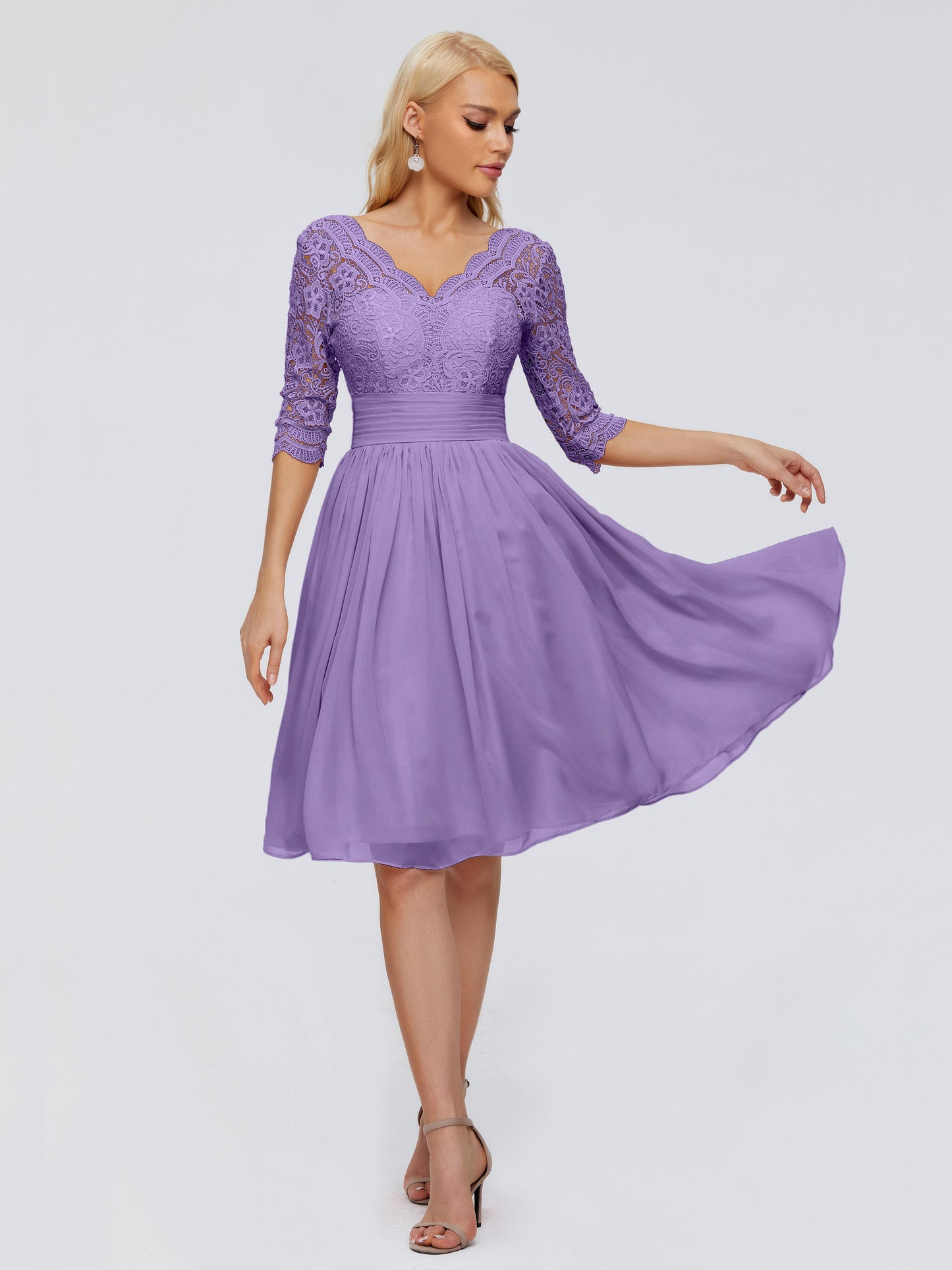 Jordyn Knee Length Lace Bridesmaid Dresses