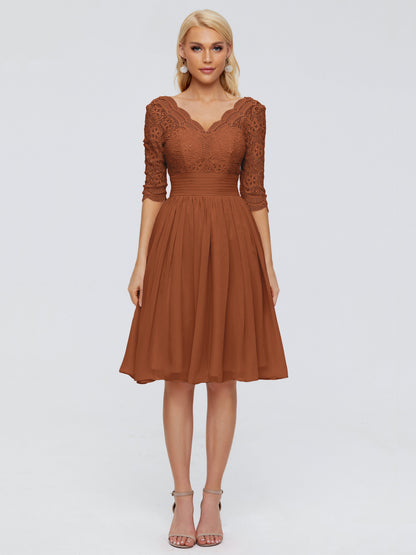 Jordyn Knee Length Lace Bridesmaid Dresses