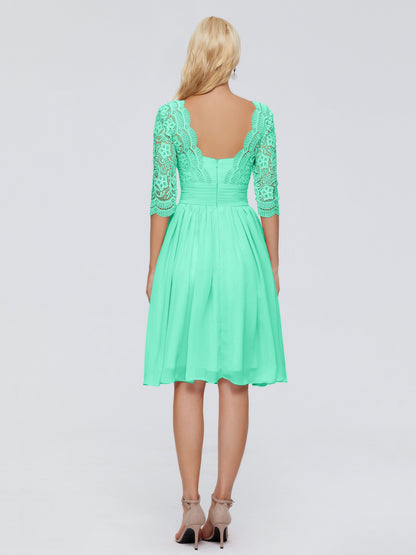 Jordyn Knee Length Lace Bridesmaid Dresses