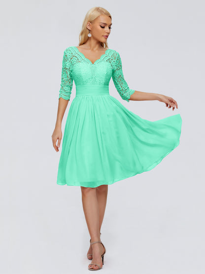 Jordyn Knee Length Lace Bridesmaid Dresses